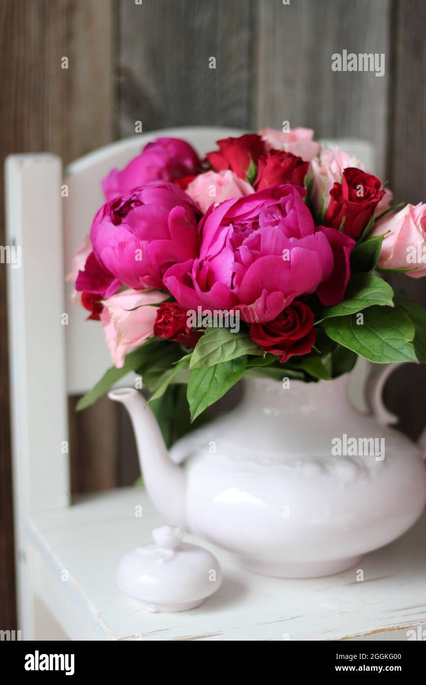 Bouquet of flowers in a jug Stock Photo