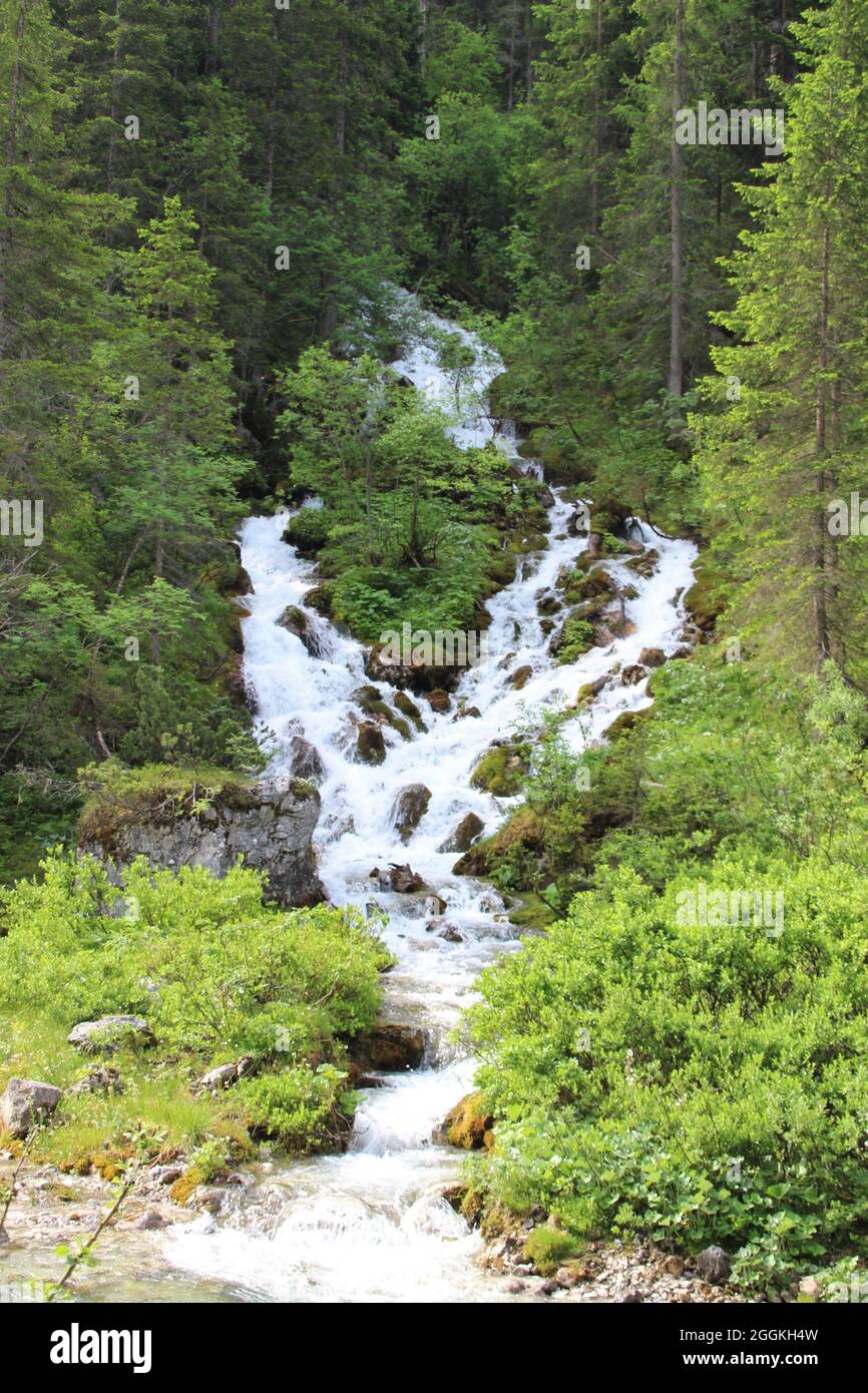 Karwendelbach, Karwendeltal, Karwendel Mountains, Tyrol, Austria, Stock Photo