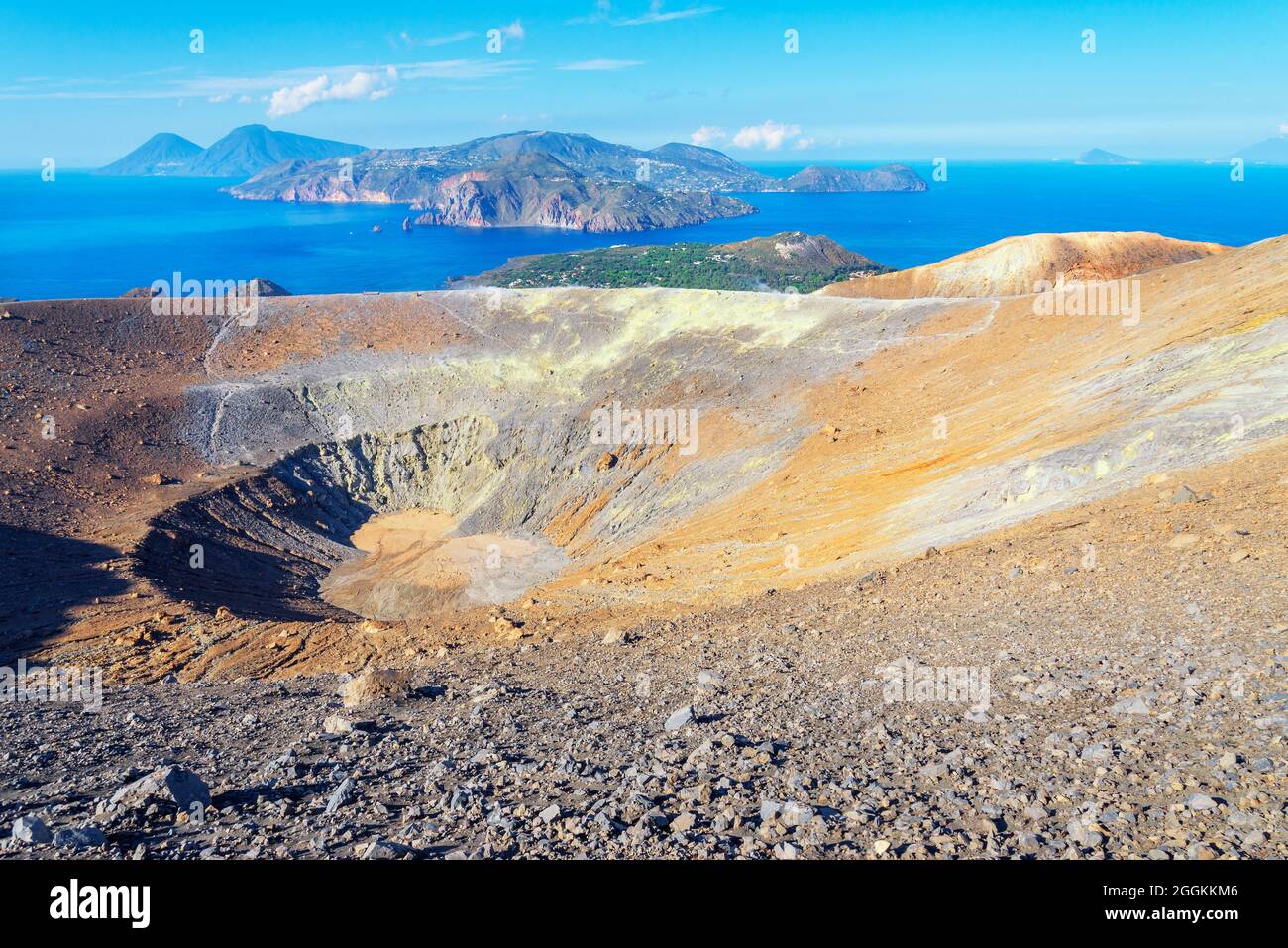Gran Cratere view, Vulcano Island; Aeolian Islands; Sicily; Italy; Mediterranean; Europe Stock Photo