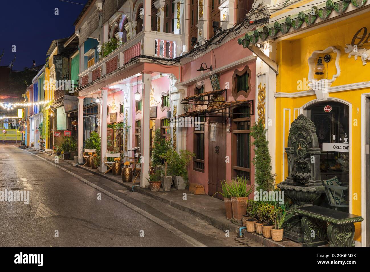 Tourist shops in Soi Romanee, Sino-Portuguese architecture, Phuket Town, Phuket, Thailand, Asia Stock Photo