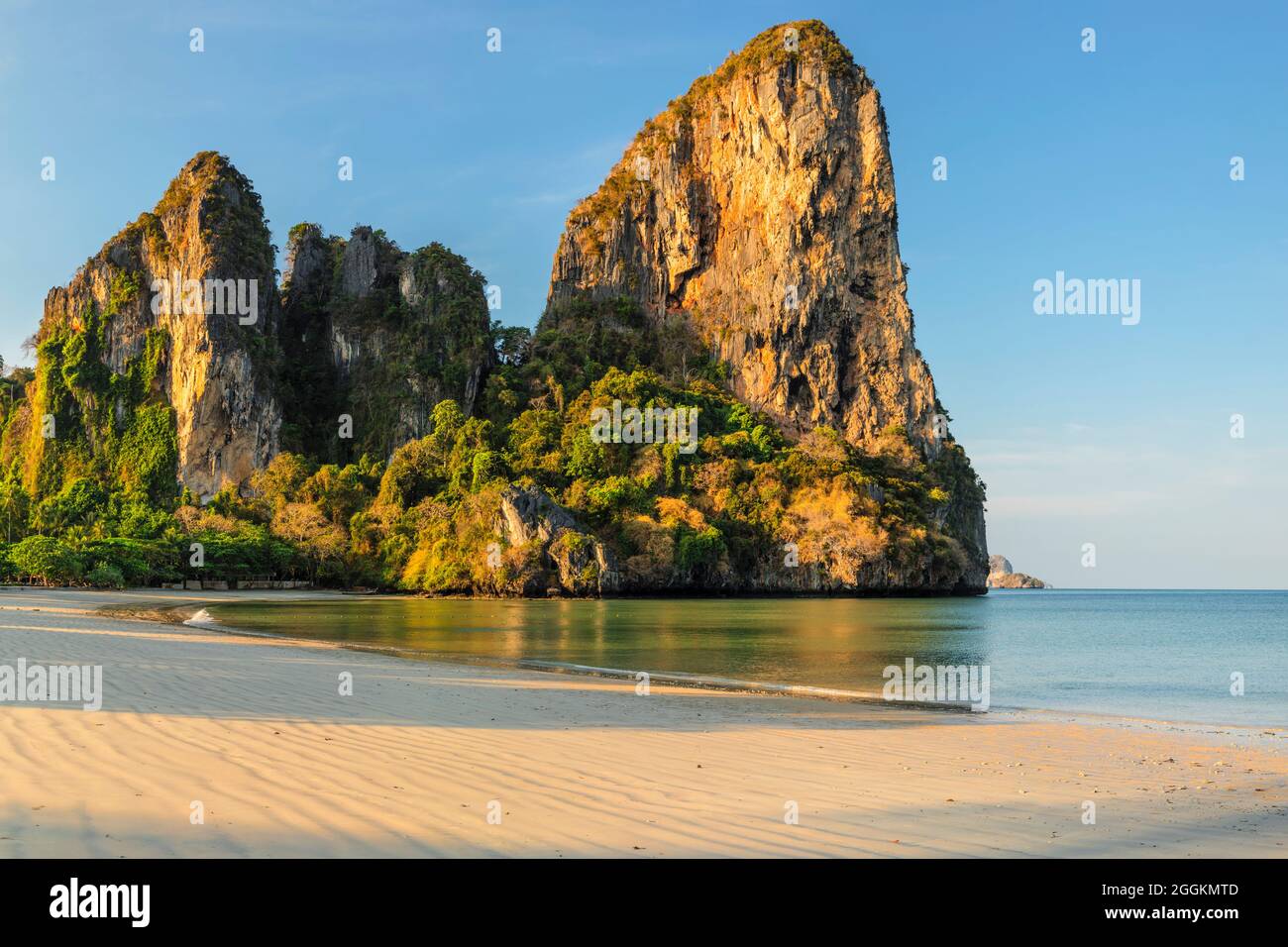 West Rai Leh Beach at sunrise, Rialay Peninsula, Andaman Sea, Krabi, Thailand, Asia Stock Photo