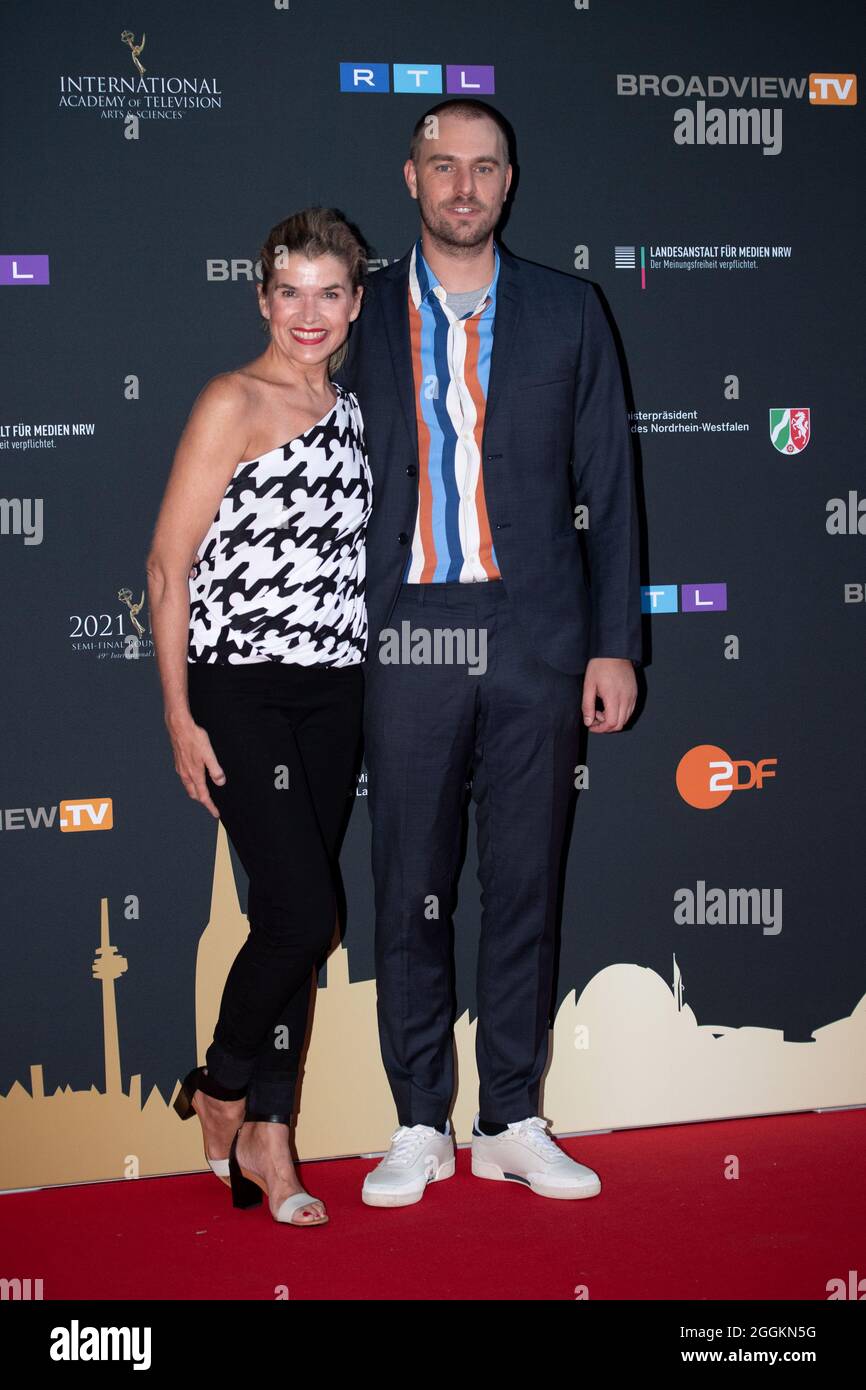 Cologne, Germany. 01st Sep, 2021. Actress and comedian Anke Engelke and producer Daniel Sonnabend arrive for a cocktail prolong on the occasion of Germany's nomination jury session for the semi-final round of judging at the International Emmy Awards. Credit: Marius Becker/dpa/Alamy Live News Stock Photo