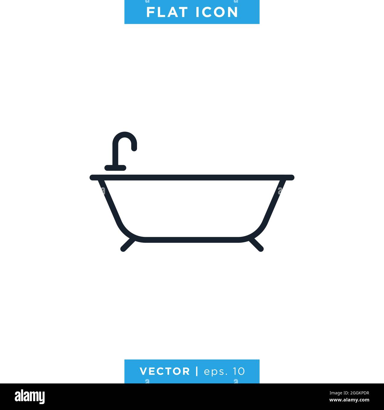 Bathtub Icon Vector Stock Illustration Design Template. Editable Stroke. Vector eps 10. Stock Vector