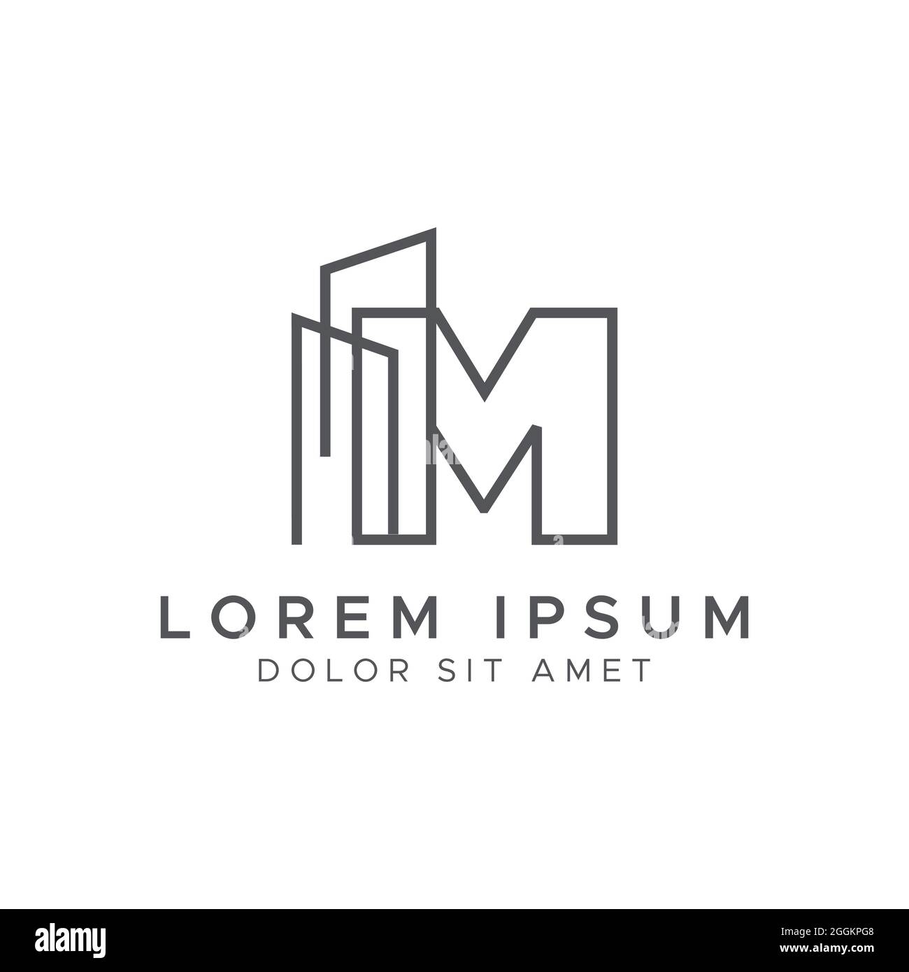 Initial Letter M Line Building Vector Stock Illustration Logo Design ...