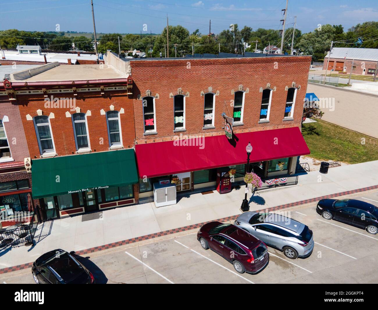 Aerial photograph of Mulholland Grocery, Main Street, Malvern, Iowa