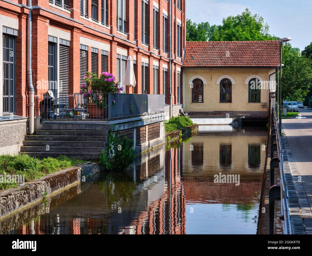 Germany, Augsburg, hydropower on the Singold, Stock Photo