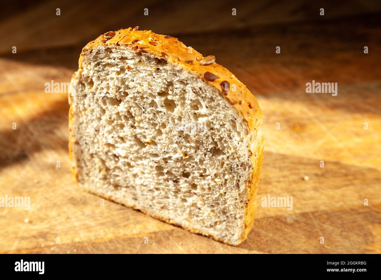 One slice of multigrain bread Stock Photo Alamy