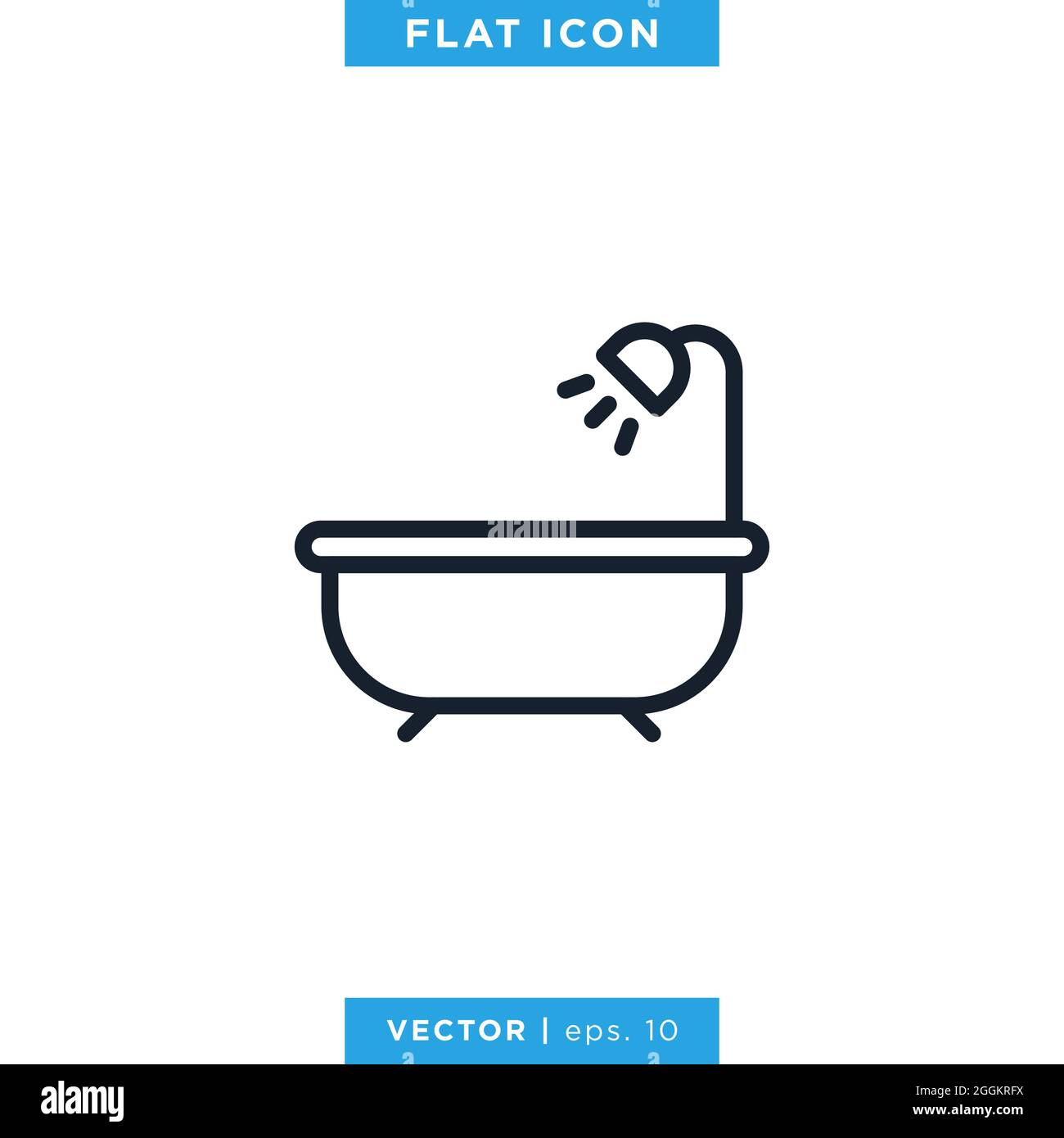Bathtub Icon Vector Stock Illustration Design Template. Editable Stroke. Vector eps 10. Stock Vector