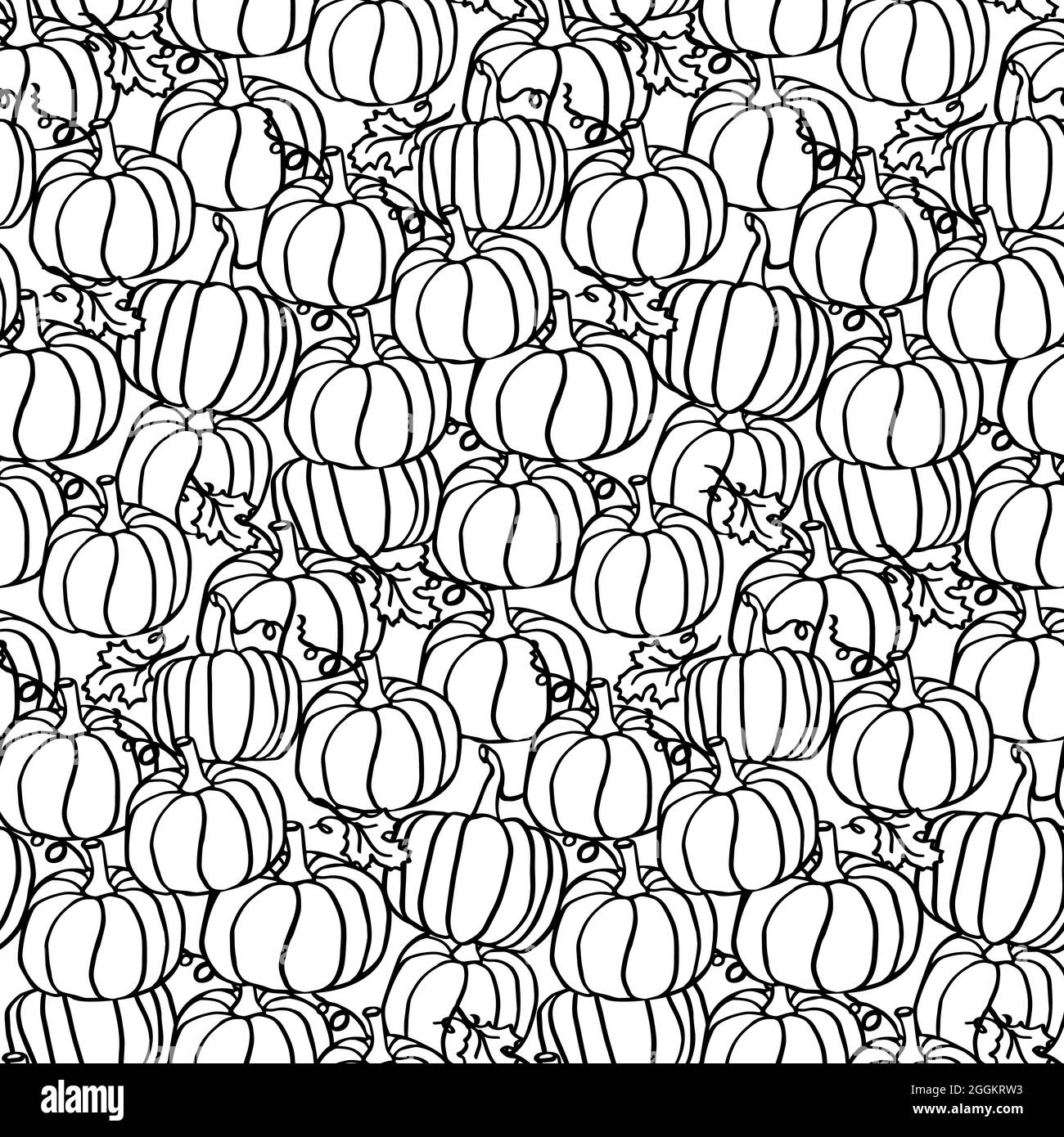 Vetor do Stock: Coloring page. Black and white vector illustration with  happy pumpkin in witch hat. Lettering `Happy Halloween`.
