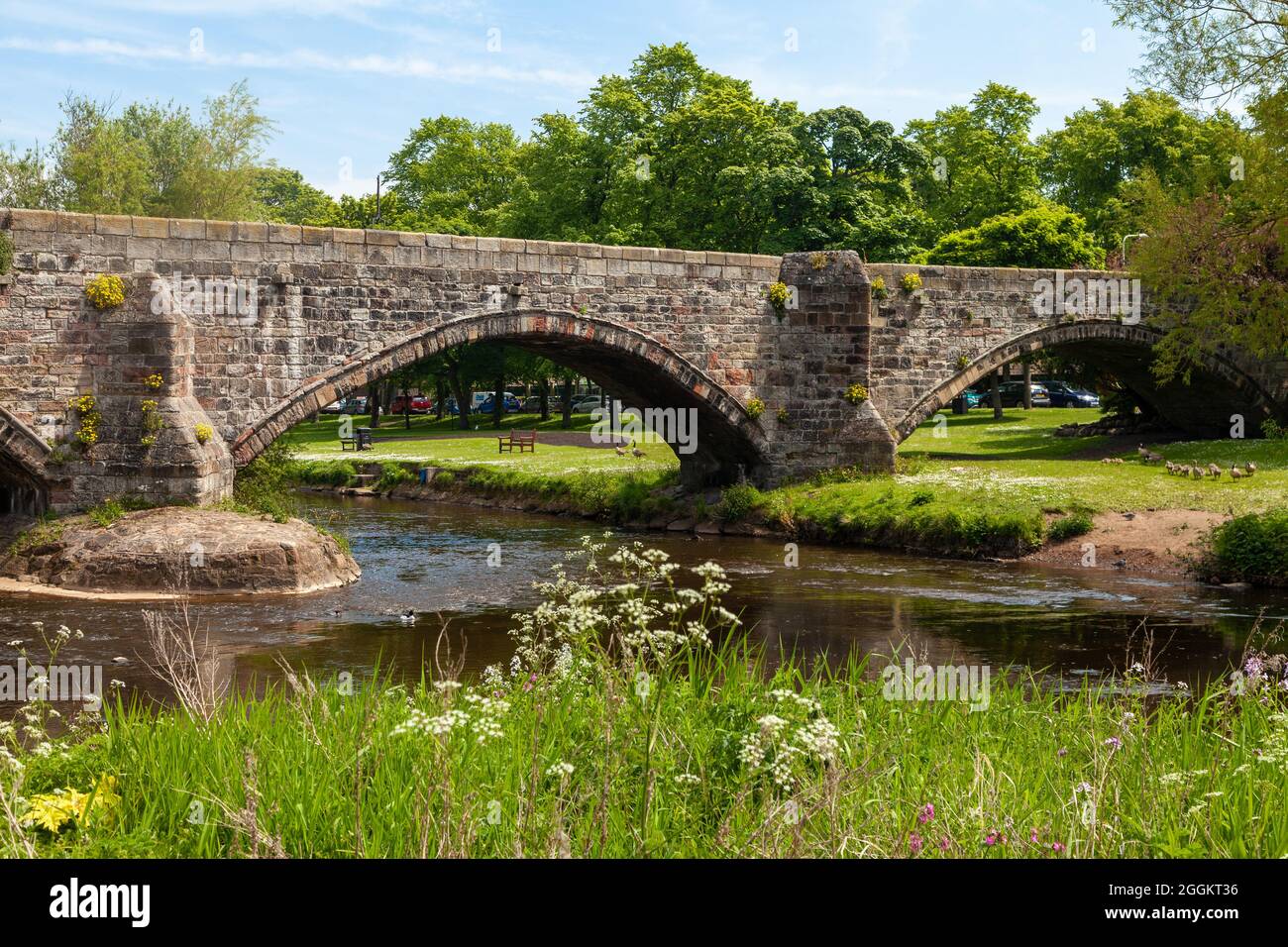 The Old Bridge (Roman Bridge) over the River Esk in Musselburgh, Scotland Stock Photo