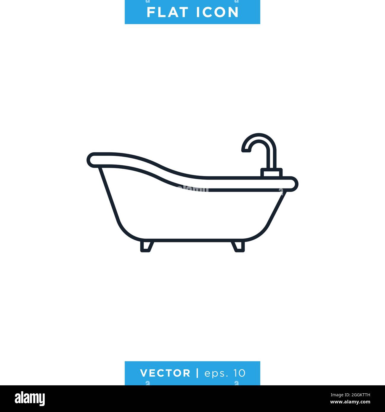 Bathtub Icon Vector Stock Illustration Design Template. Editable Stroke