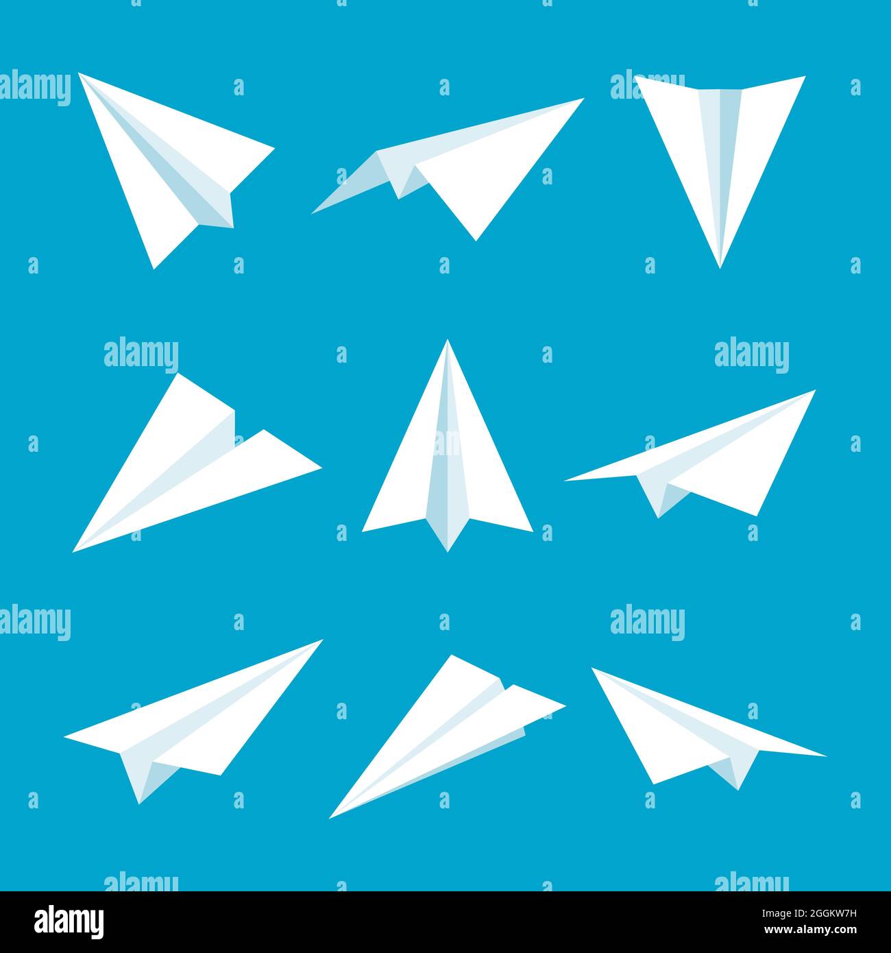 Realistic handmade paper planes collection. Origami aircraft in flat