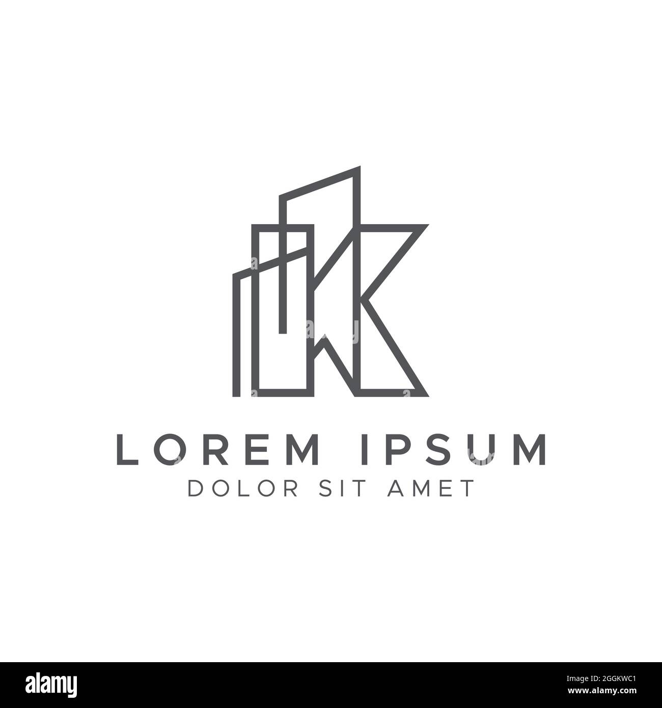 Initial Letter K Line Building Vector Stock Illustration Logo Design Template Stock Vector Image