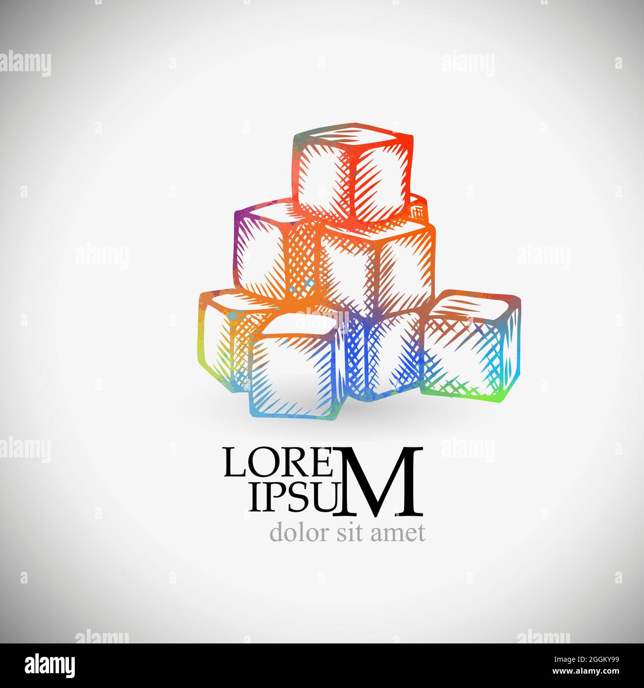 Sketch children's multicolored cubes. Vector illustration Stock Vector