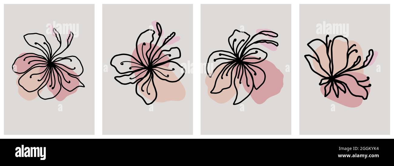 Flower vector one line art, minimalist contour hand drawing Stock ...