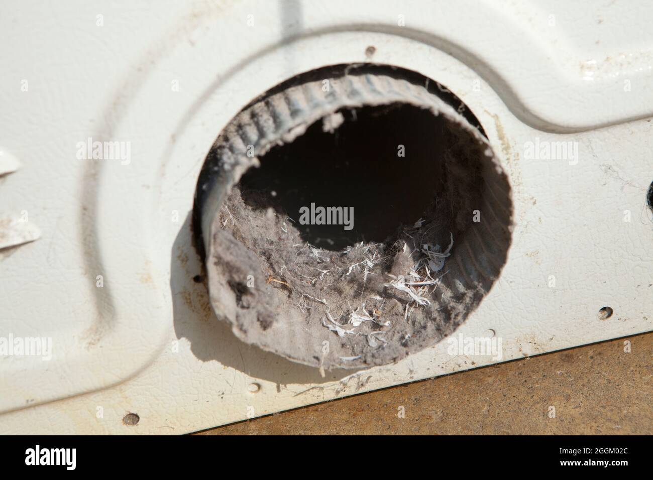 Clothes lint in dryer vent - USA Stock Photo