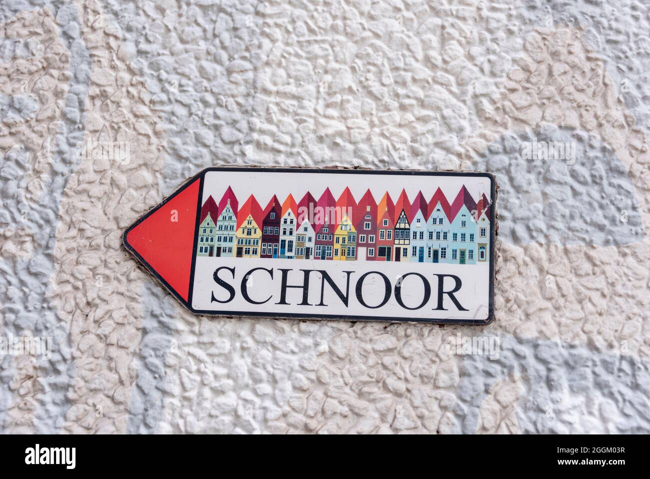 Germany, Bremen, signpost to the historic craftsman quarter Schnoor, Schnoorviertel, Free Hanseatic City of Bremen Stock Photo
