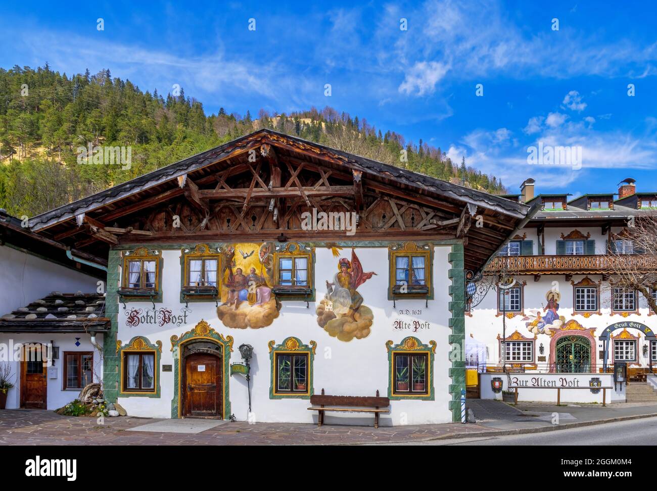 Hotel zur Post, Wallgau, Werdenfelser Land, Upper Bavaria, Bavaria, Germany, Europe Stock Photo