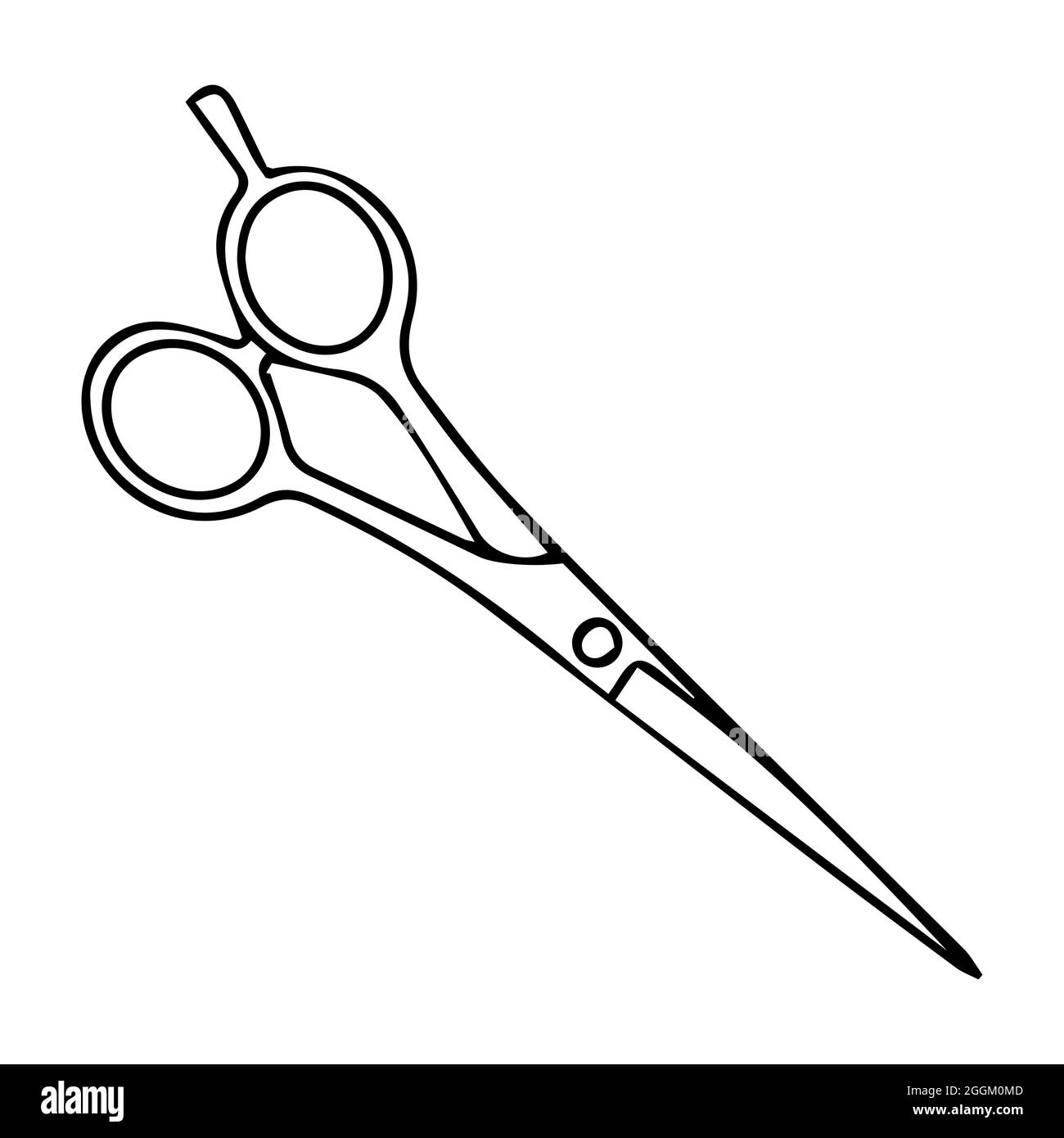 scissors for haircuts. Hand drawn scissors isolated on white background