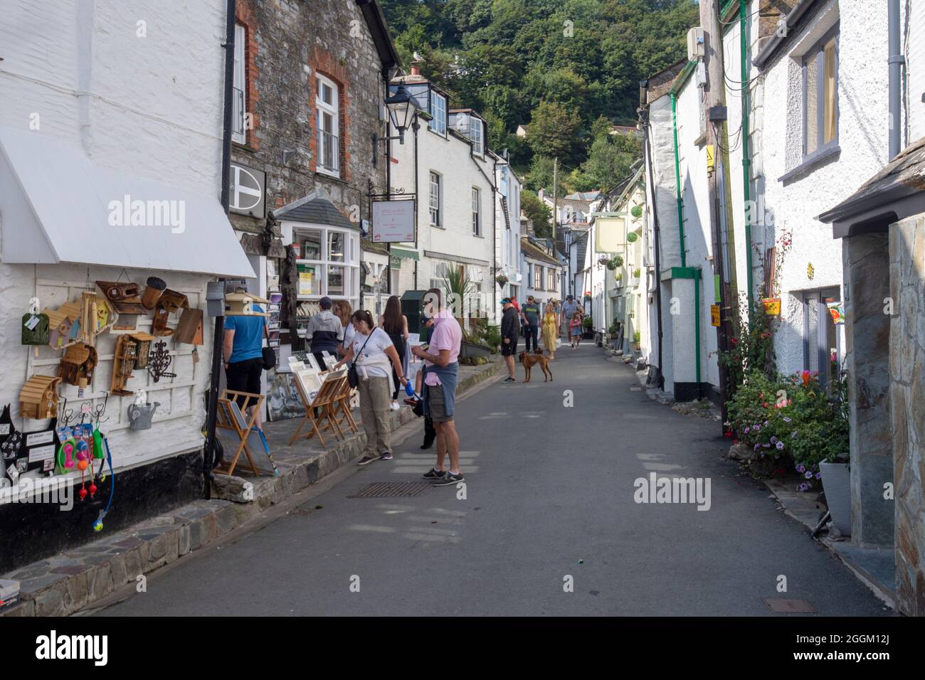 Polperro is a large village, civil parish, and fishing harbour within the Polperro Heritage Coastline in south Cornwall, England. Its population is ar Stock Photo