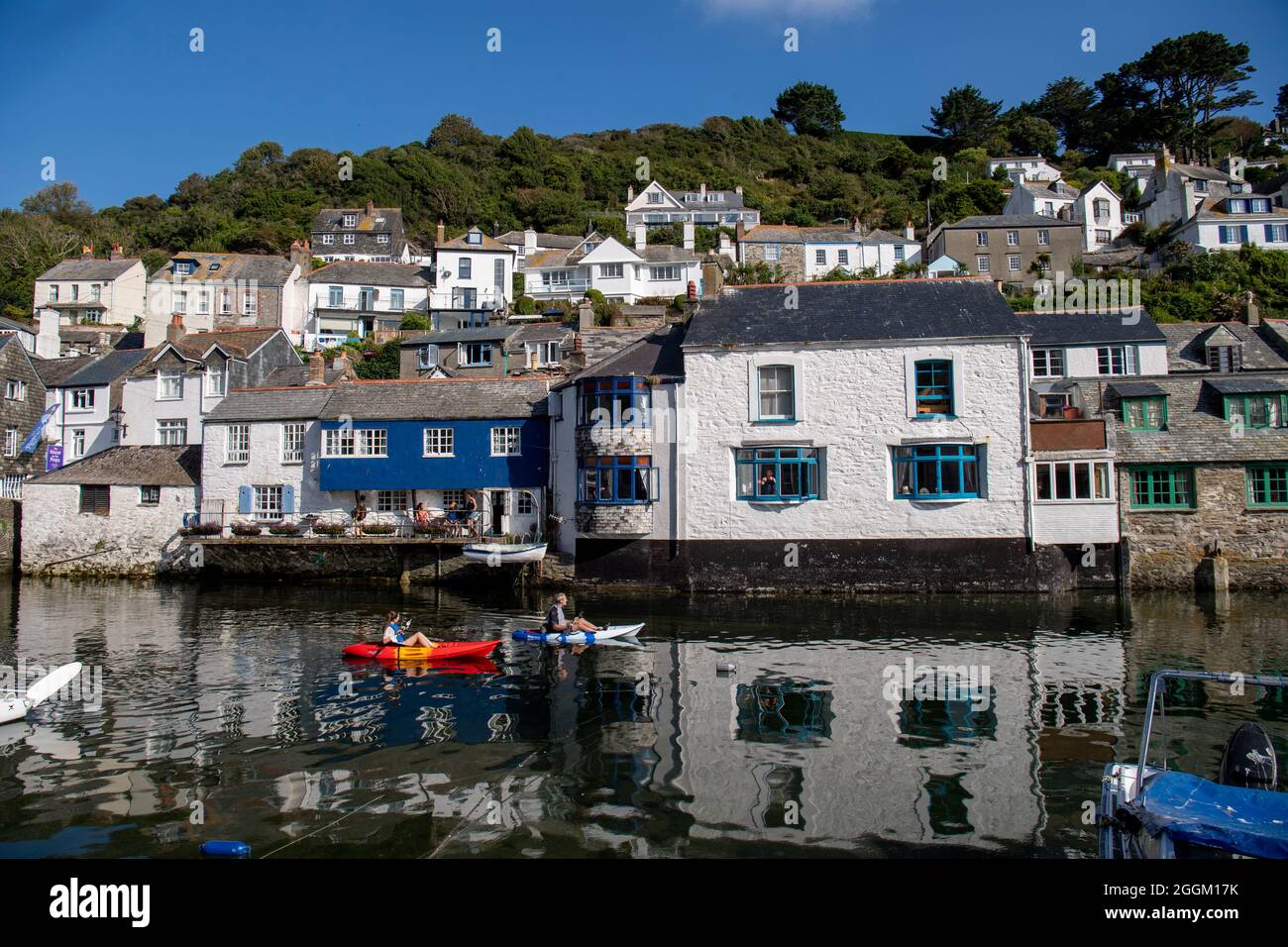 Polperro is a large village, civil parish, and fishing harbour within the Polperro Heritage Coastline in south Cornwall, England. Its population is ar Stock Photo