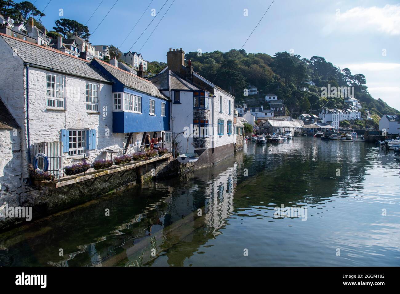 Polperro is a large village, civil parish, and fishing harbour within the Polperro Heritage Coastline in south Cornwall, England. Its population is ar Stock Photo