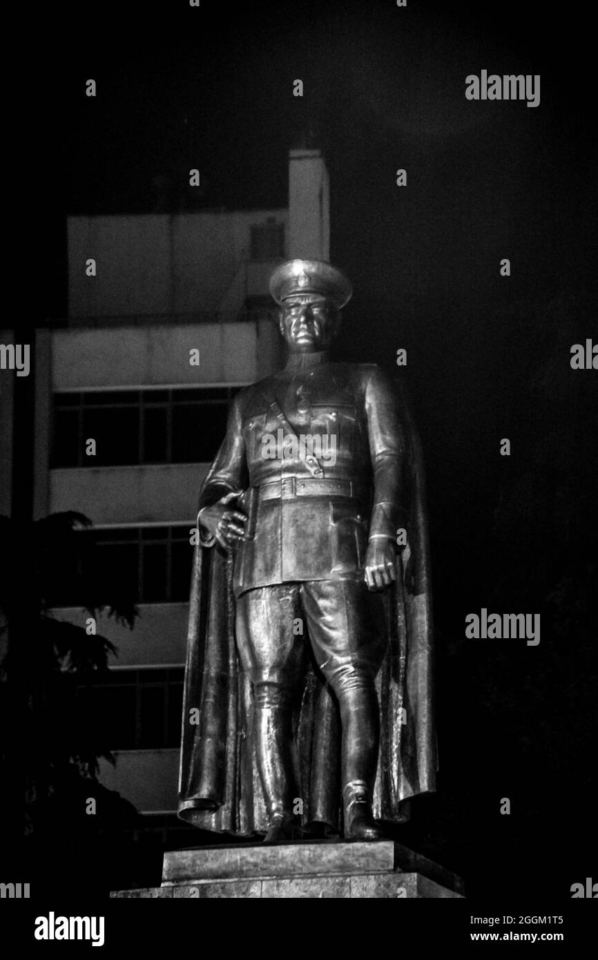 Kemal Ataturk statue illuminated at night in the Meydan park at Trabzon city Stock Photo