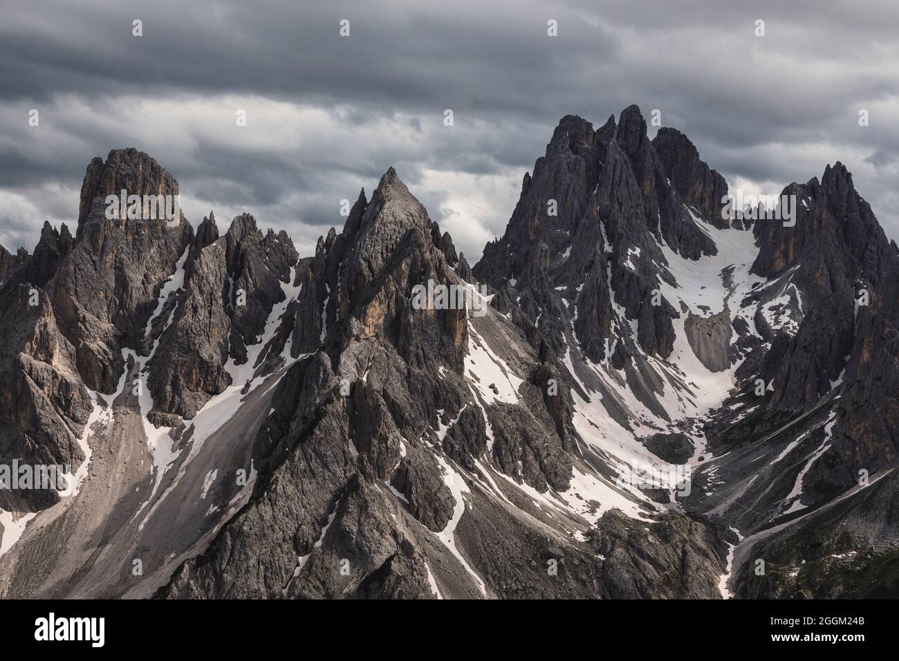 Fadini di Misurina a rugged mountain range in the Dolomites. Stock Photo