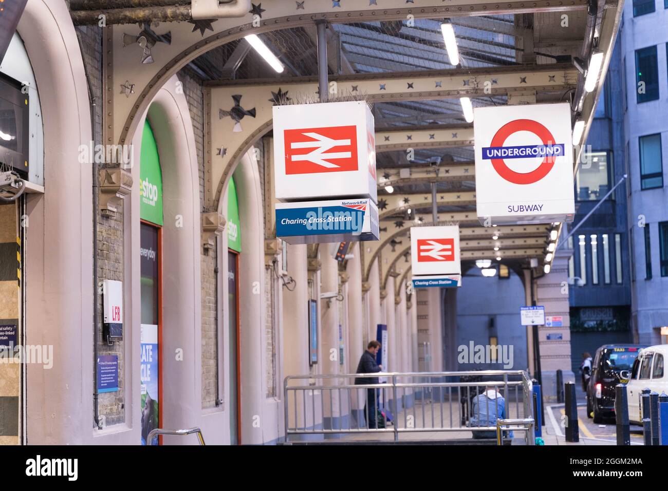 Logo and Signage to Charing cross station and London underground, Strand, Charing cross near