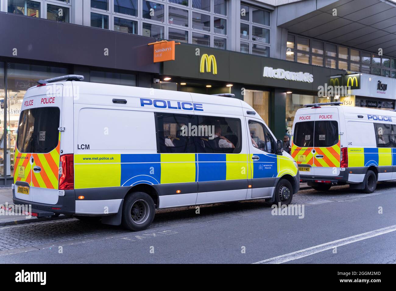 Police vans seen outside McDonalds restaurant after a day of wokring around  London while Extinction Rebellion XR took to central london protesting for  Stock Photo - Alamy
