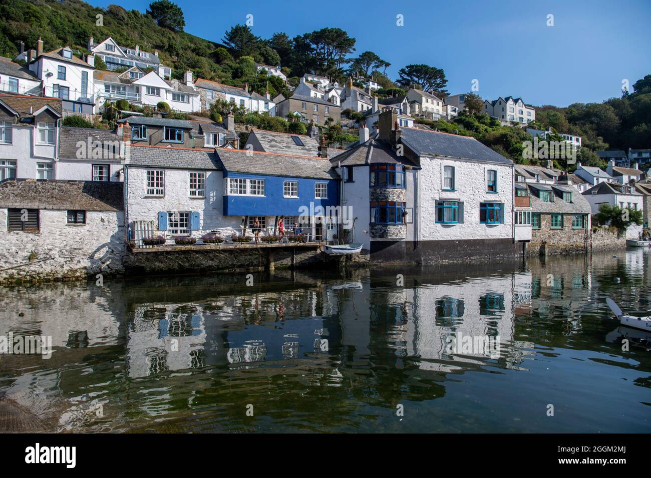 Polperro is a large village, civil parish, and fishing harbour within the Polperro Heritage Coastline in south Cornwall, England. Its population is ar Stock Photo