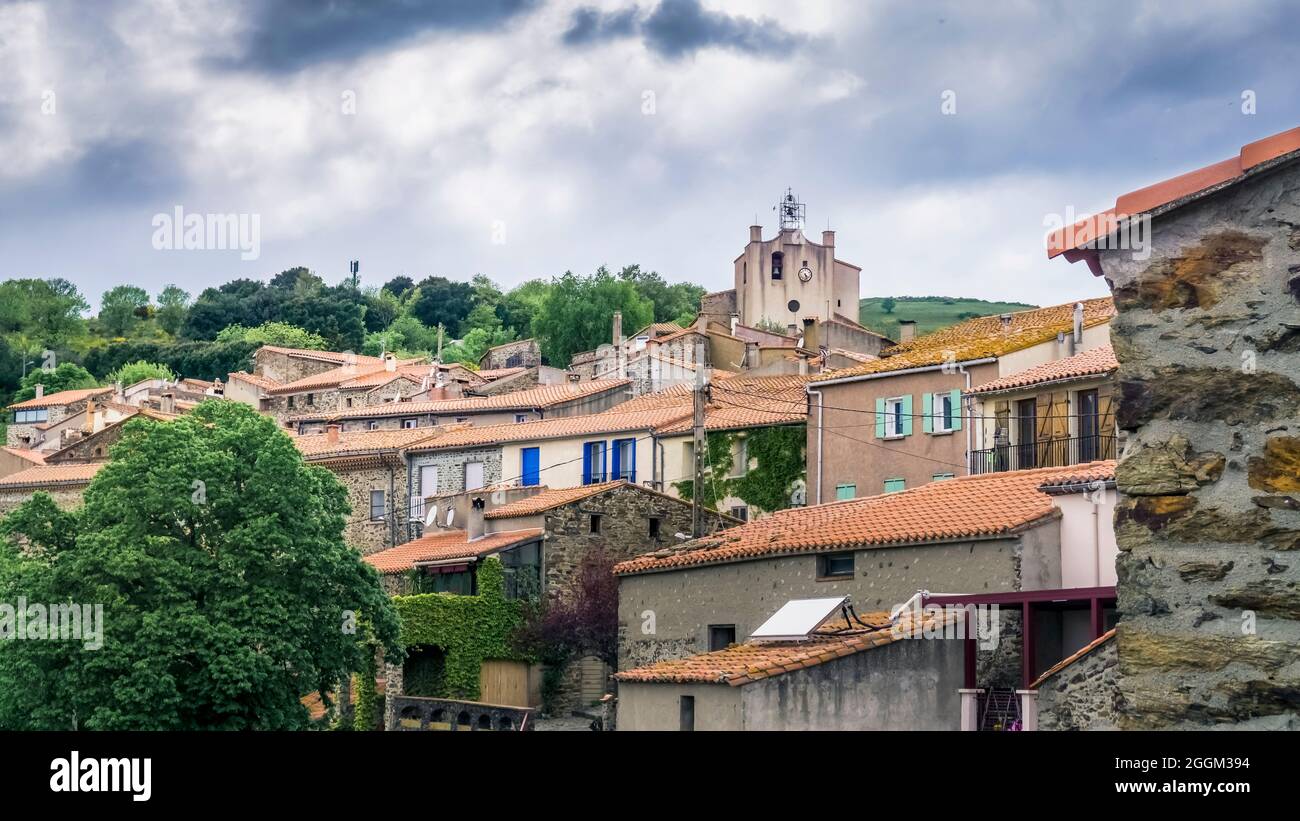 View of Saint Marsal in spring. Stock Photo