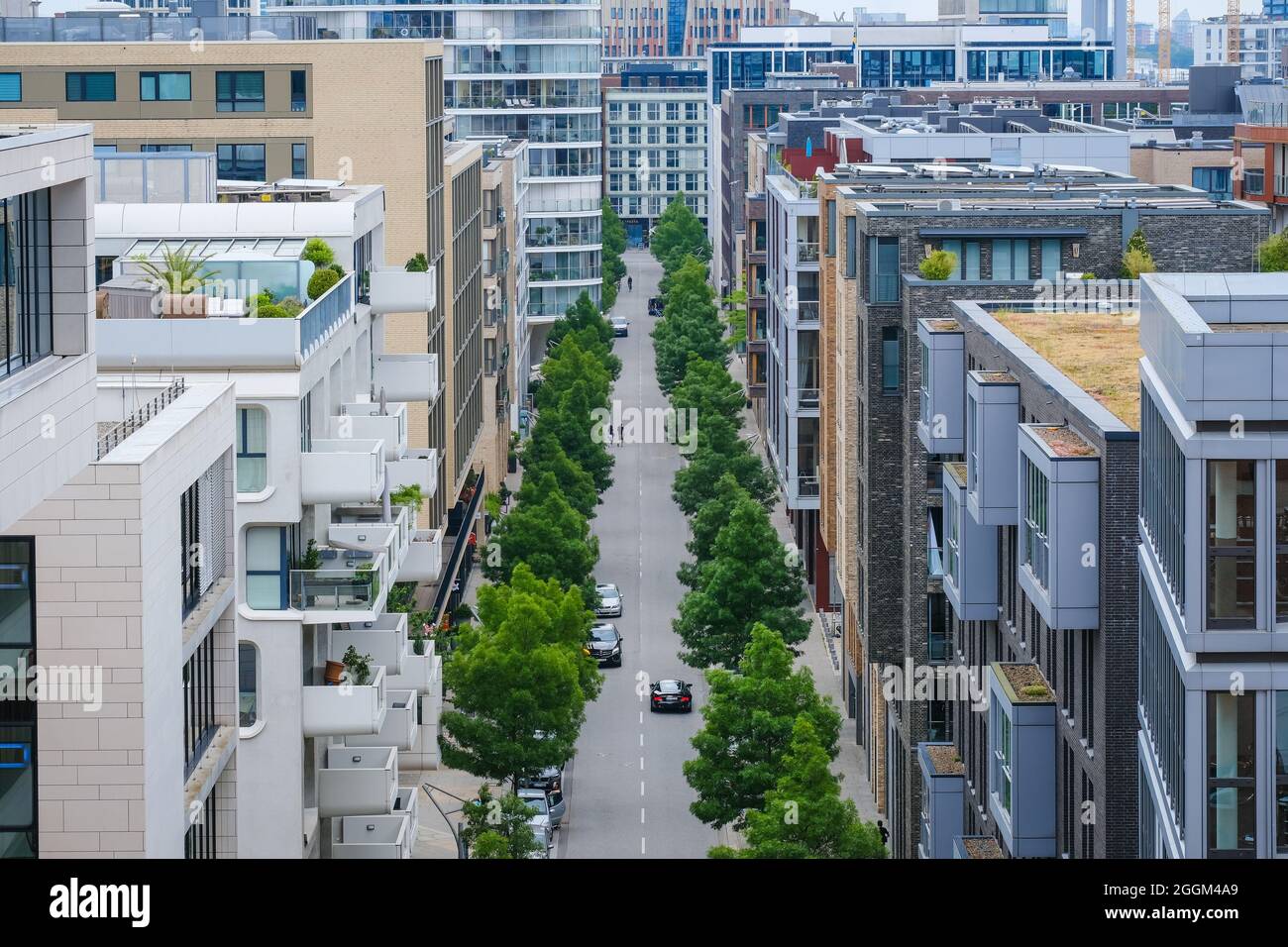 Hamburg, Germany - Hafencity, modern residential buildings. Stock Photo