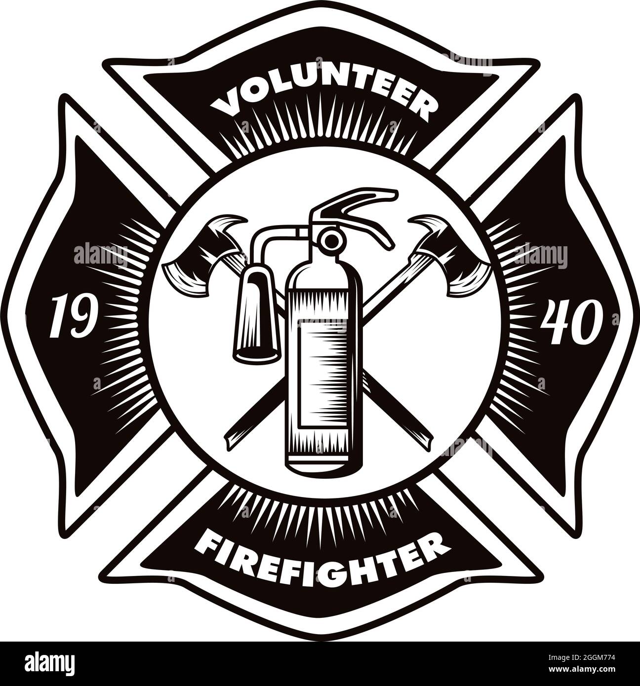 volunteer firefighter badge isolated icon Stock Vector Image & Art - Alamy