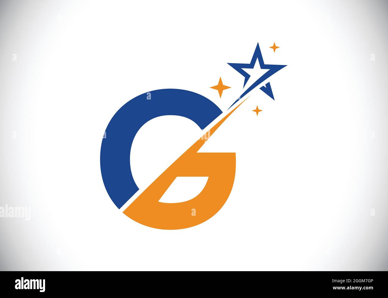 Initial G monogram letter alphabet with swoosh and star logo icon ...