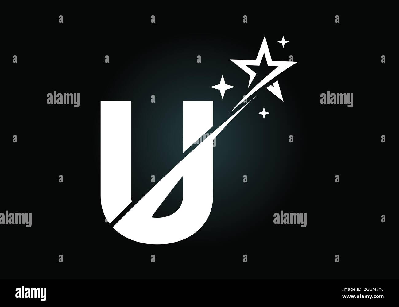 Initial U monogram letter alphabet with swoosh and star logo icon ...