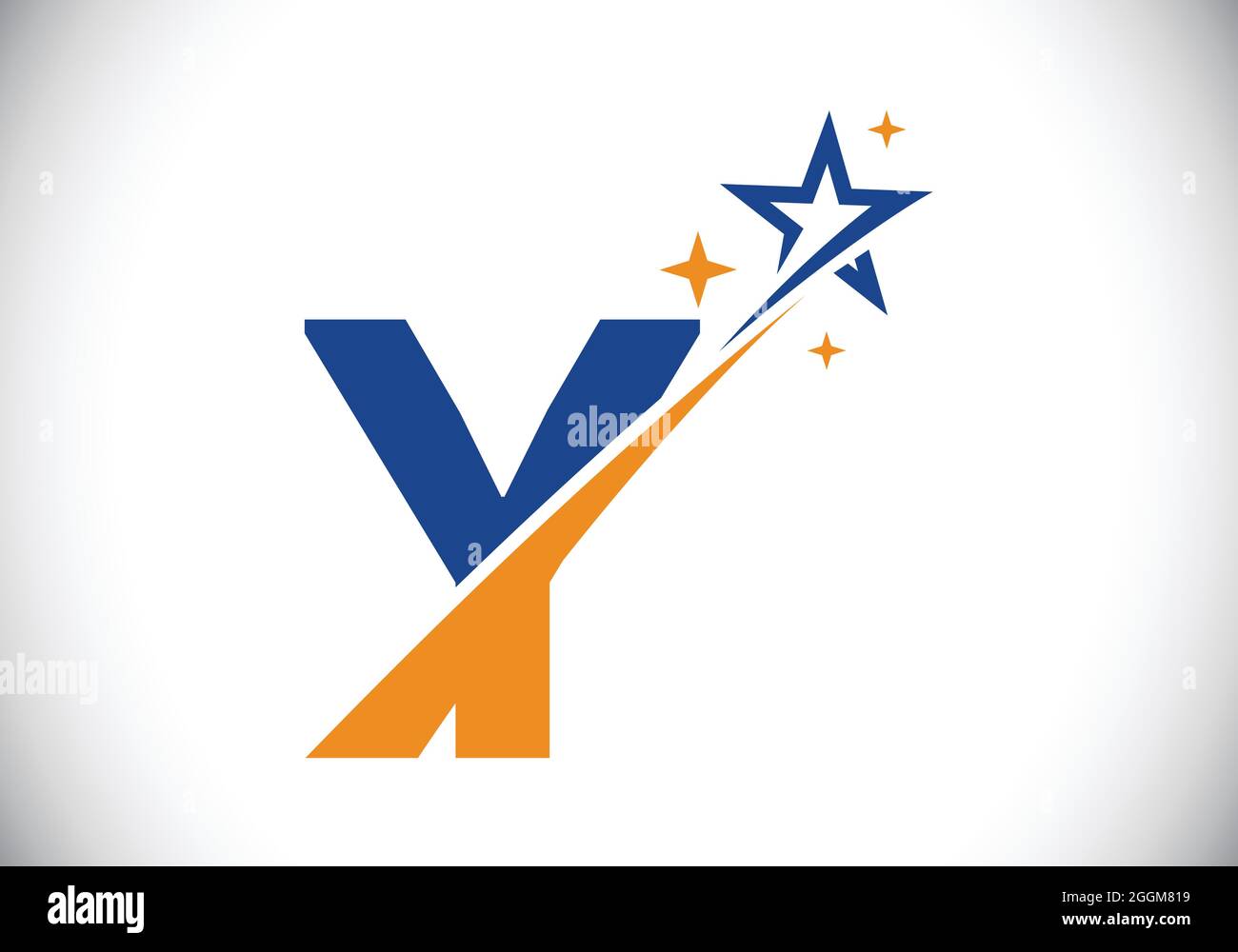 Initial Y monogram letter alphabet with swoosh and star logo icon ...