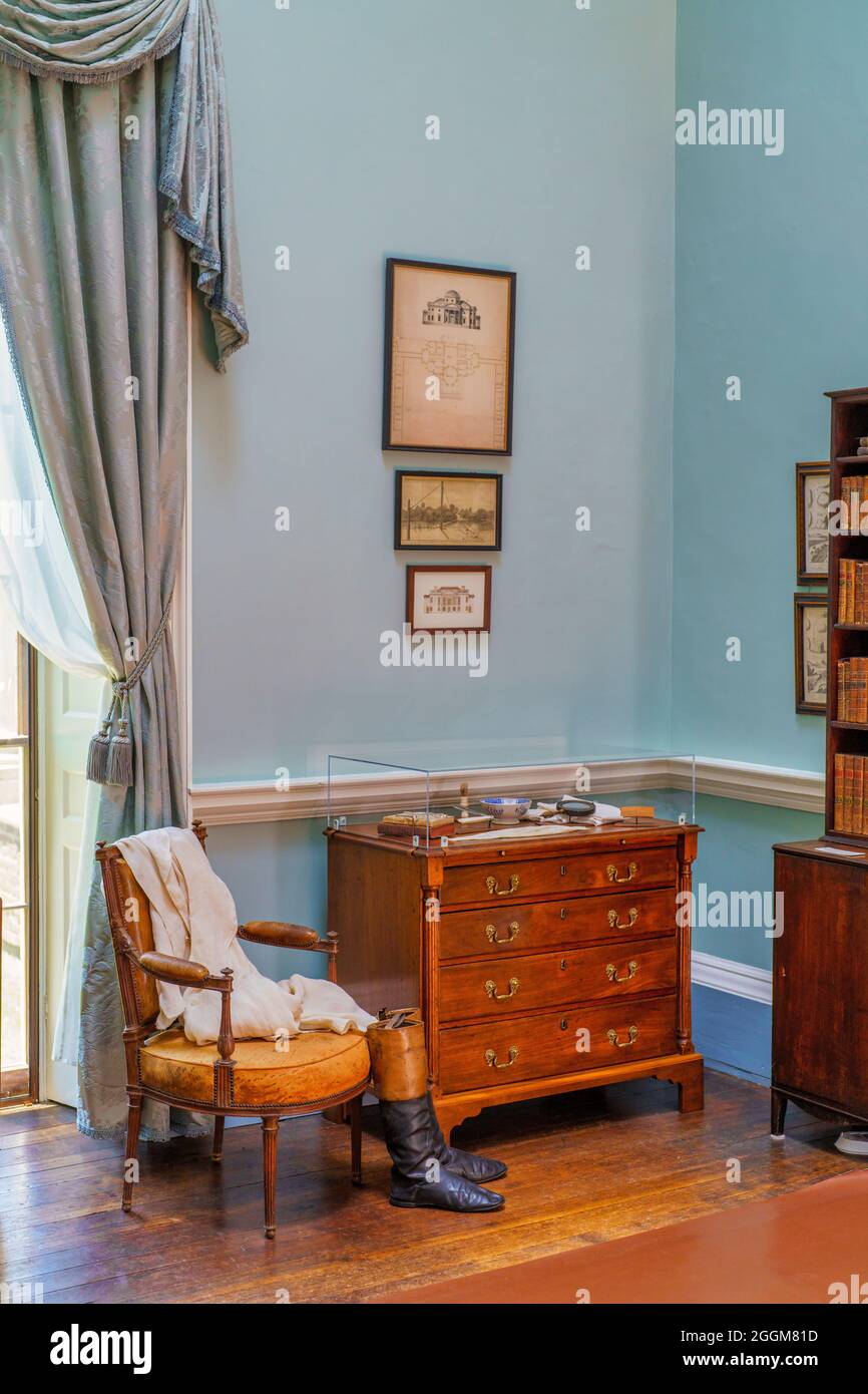 The Cabinet Room of Thomas Jefferson’s Monticello in Virginia. Stock Photo