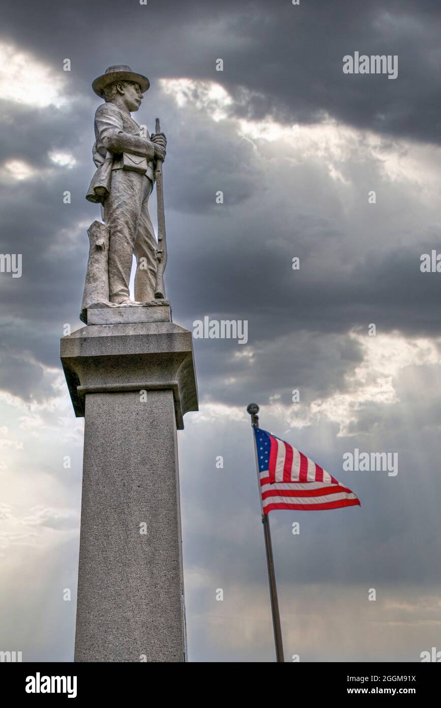 The Confederate Monument at the historic Grayson County Courthouse in
