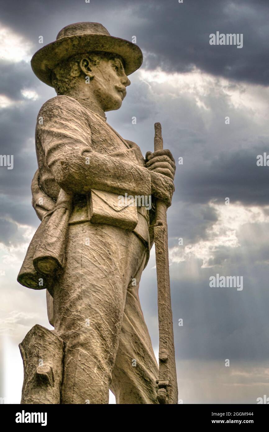 Closeup of the Confederate Monument at the historic Grayson County