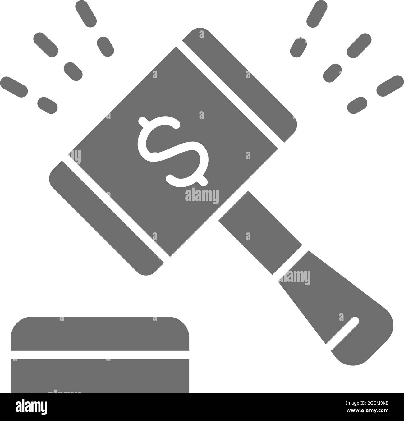 Auction hammer, gavel, sales of company stock market grey icon Stock