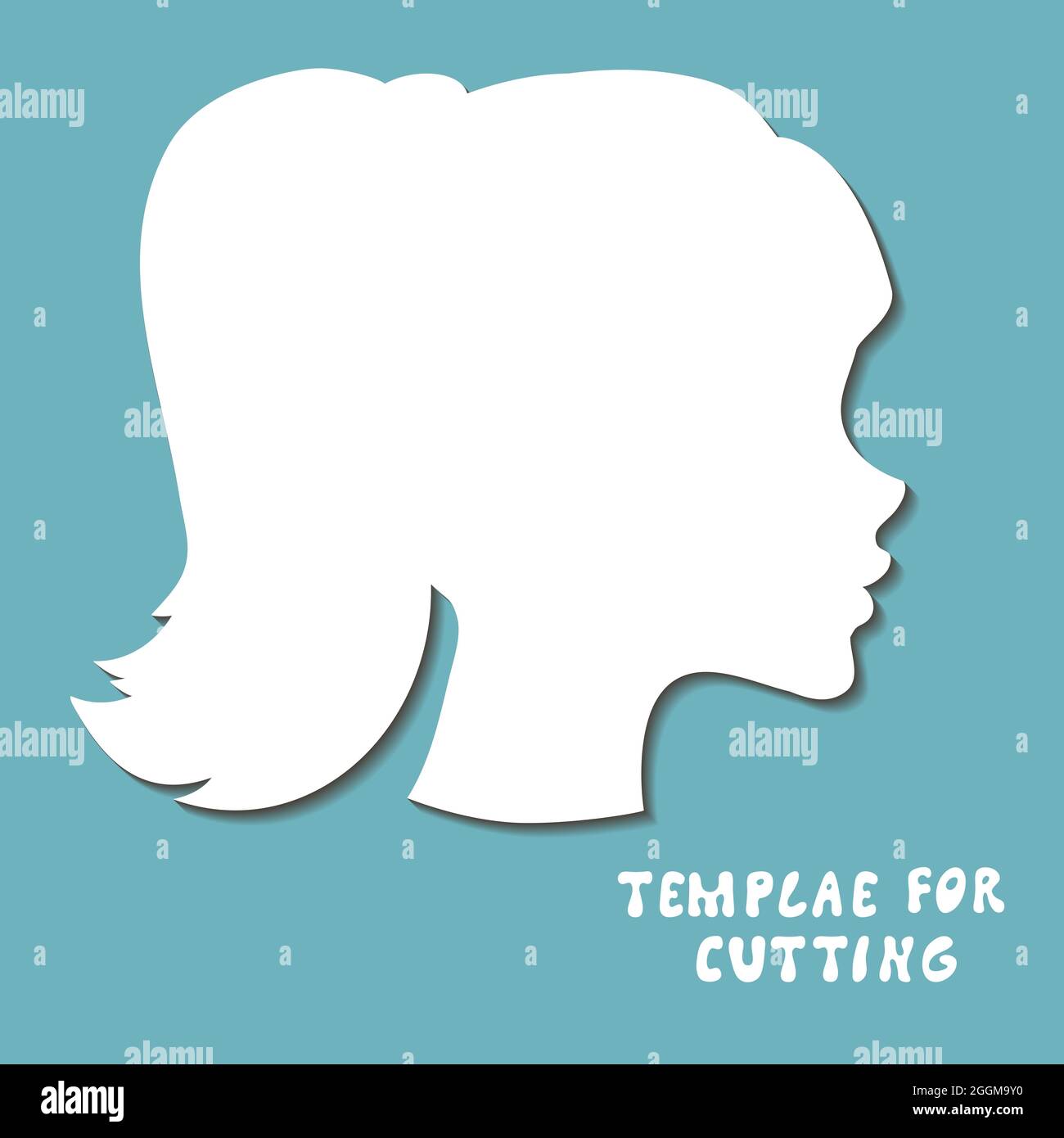 Template for laser cutting, wood carving, paper cut. Silhouettes for cutting. Woman head vector stencil Stock Vector