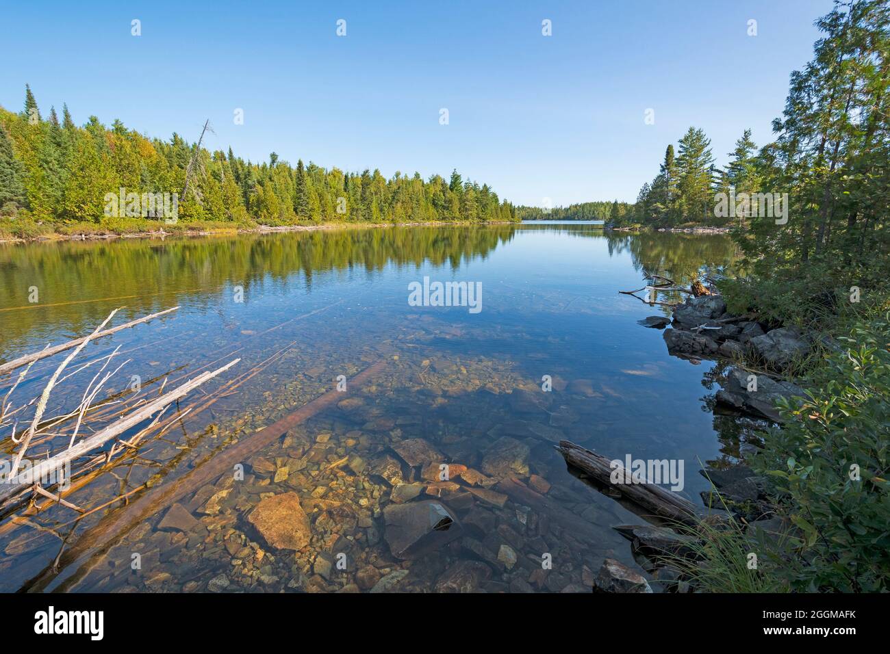Clear Waters Under A Clear Sky On The Kekekabic Ponds In The Boundary