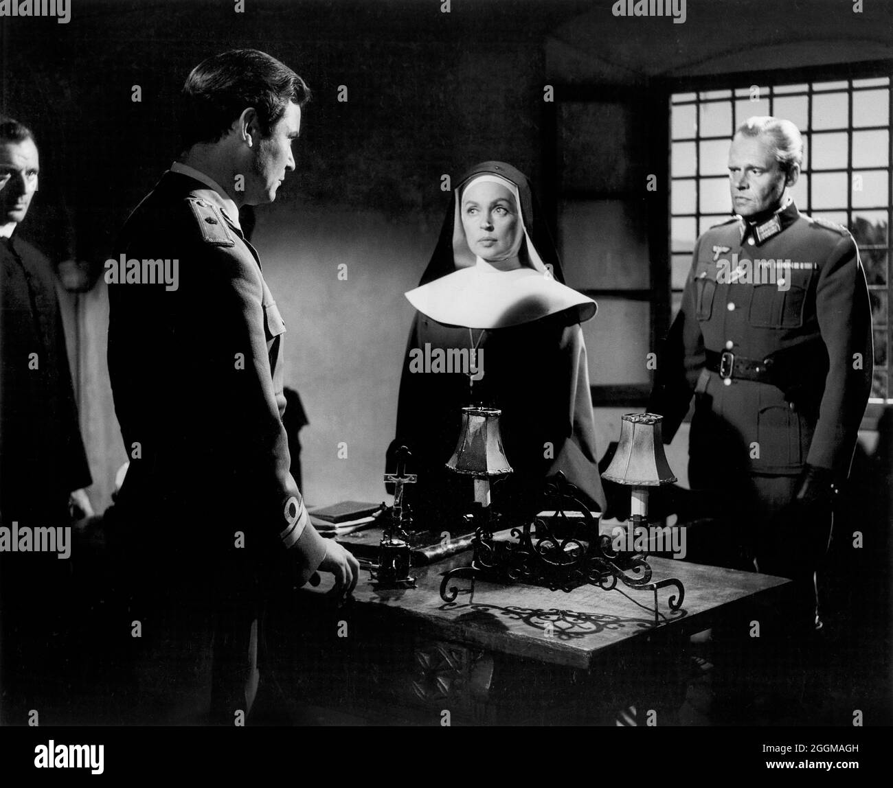 Michael Goodliffe, Ronald Lewis, Lilli Palmer, Albert Lieven, on-set of the Film, 'Conspiracy of Hearts', Rank Film Distributors, Paramount Pictures, 1960 Stock Photo