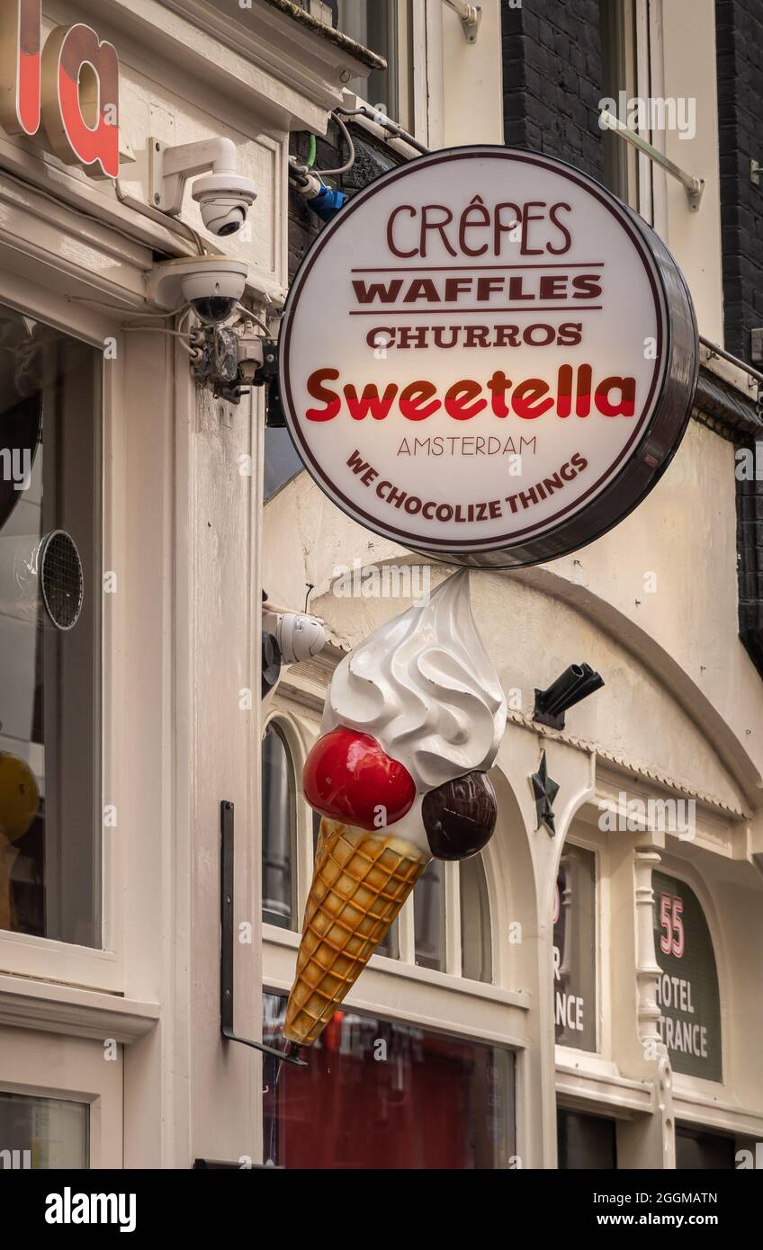 Amsterdam, Netherlands August 14, 2021 Warmoesstraat. Closeup of