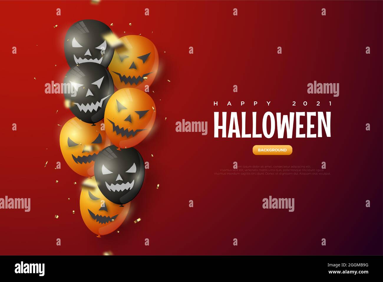 Halloween Balloon Red Background Illustration Stock Vector Image & Art ...