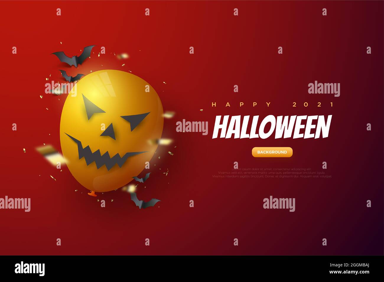 Halloween Balloon Red Background Illustration Stock Vector Image & Art ...