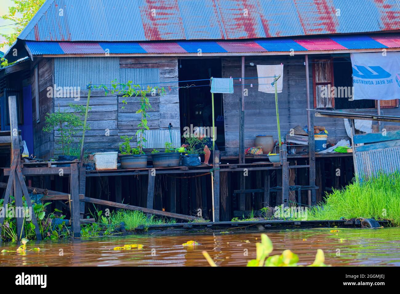 Hortikultura on the house of by the river   Taken @Nagara Daha, Kandangan, Kalsel Stock Photo