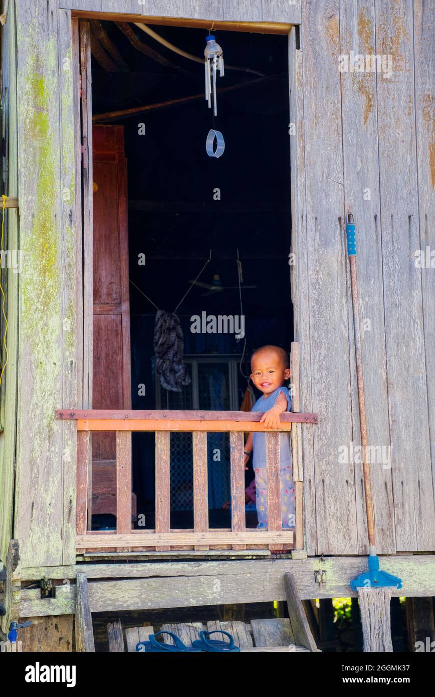In this village there are still 2 legendary traditional banjar houses that are quite old, 150 years old and are still inhabited by the original owner Stock Photo