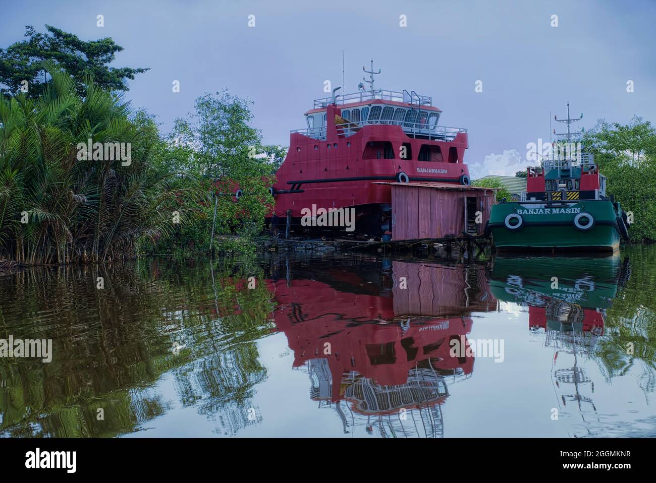 Who would have thought there is docking facilities on the Barito river  Taken @Bakut island, Barito, South Borneo Stock Photo